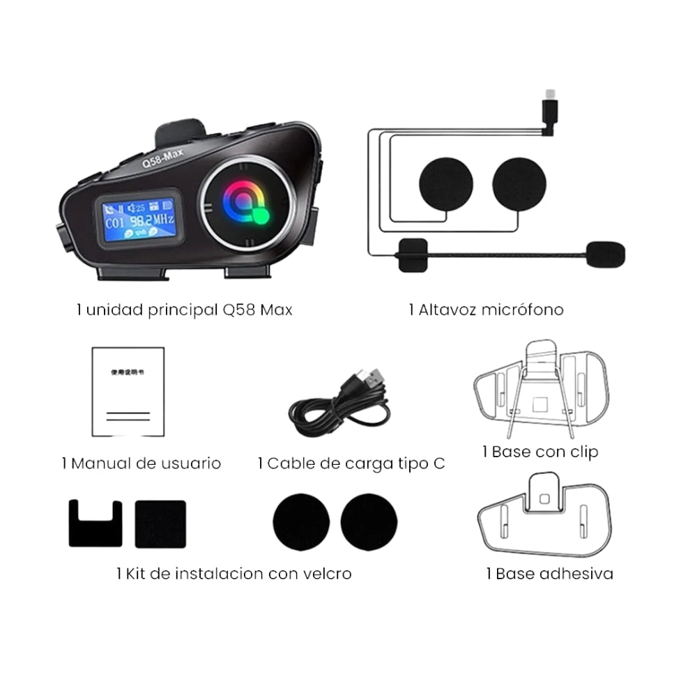 Intercomunicador Bluetooth Q58 Max Radio