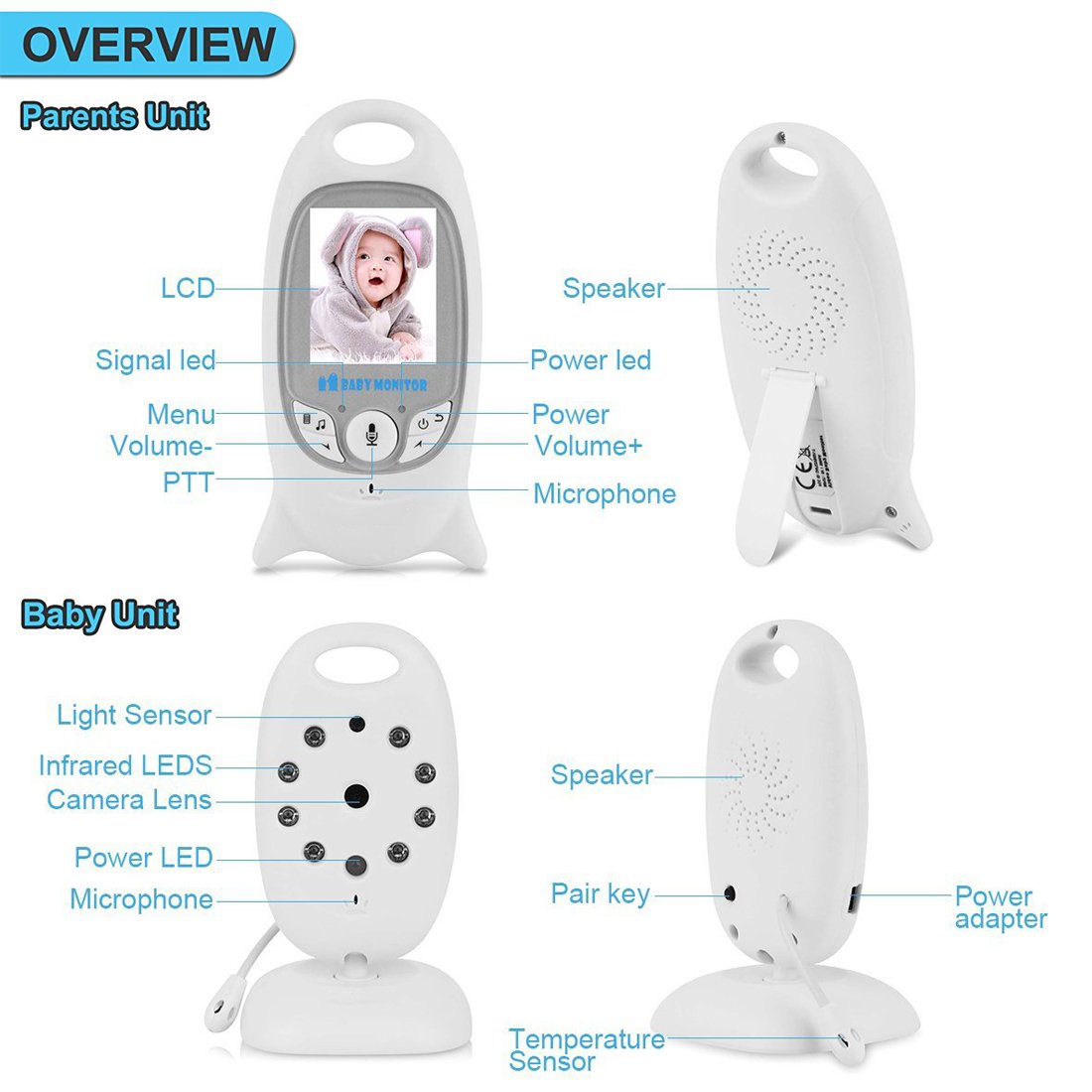 Monitor Cámara Bebe Vigilancia Inalámbrica