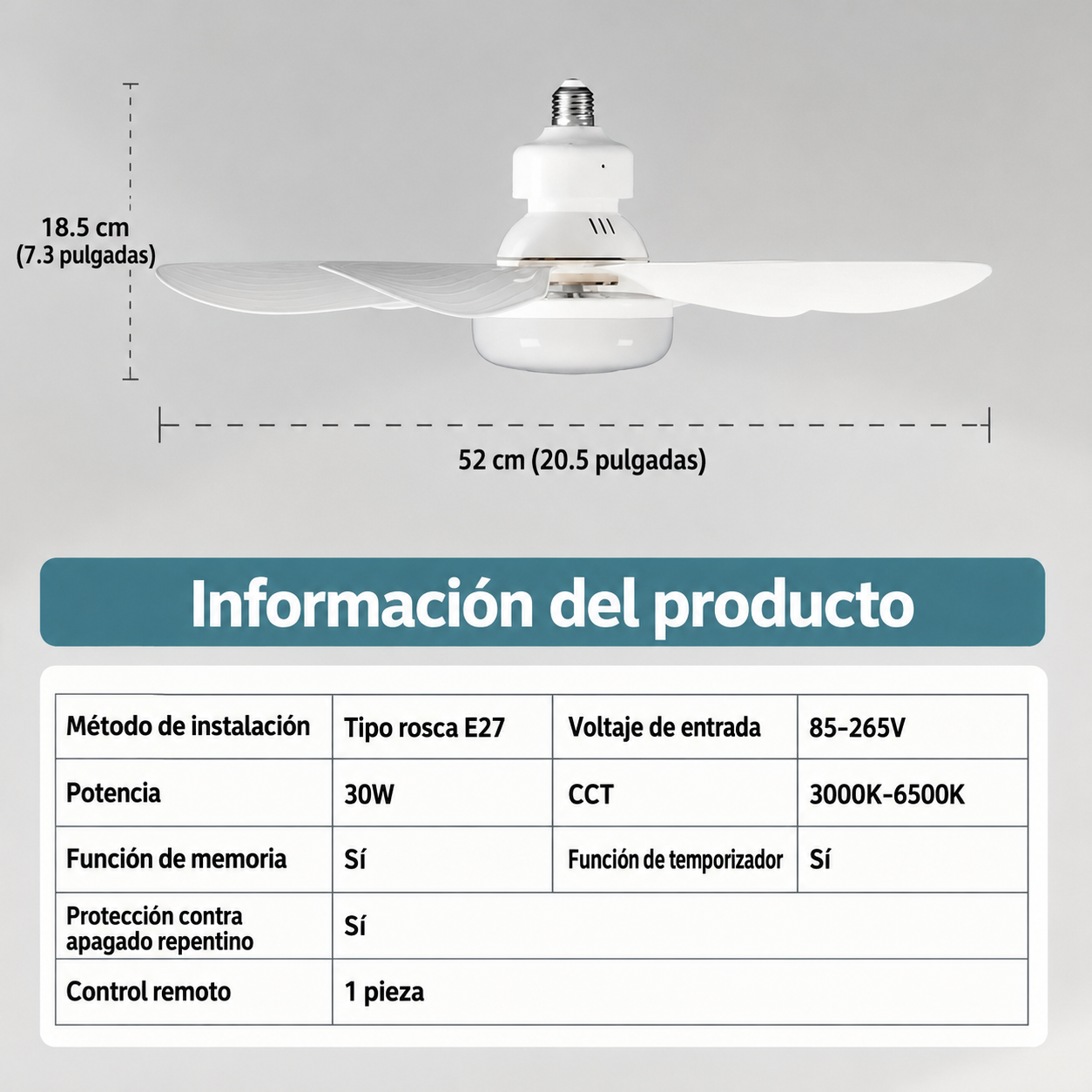 Ventilador con Luz LED 2 en 1 BrisaLux